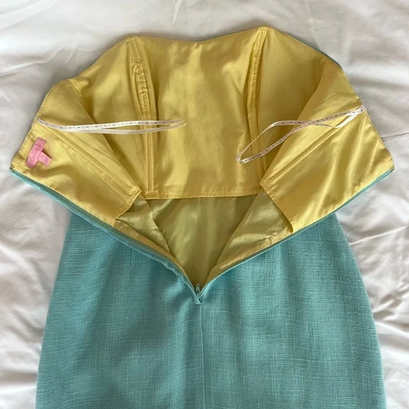 Lilly Pulitzer Light Blue Textured Strapless  Dress - Size 8 mini - Picture 4 of 11